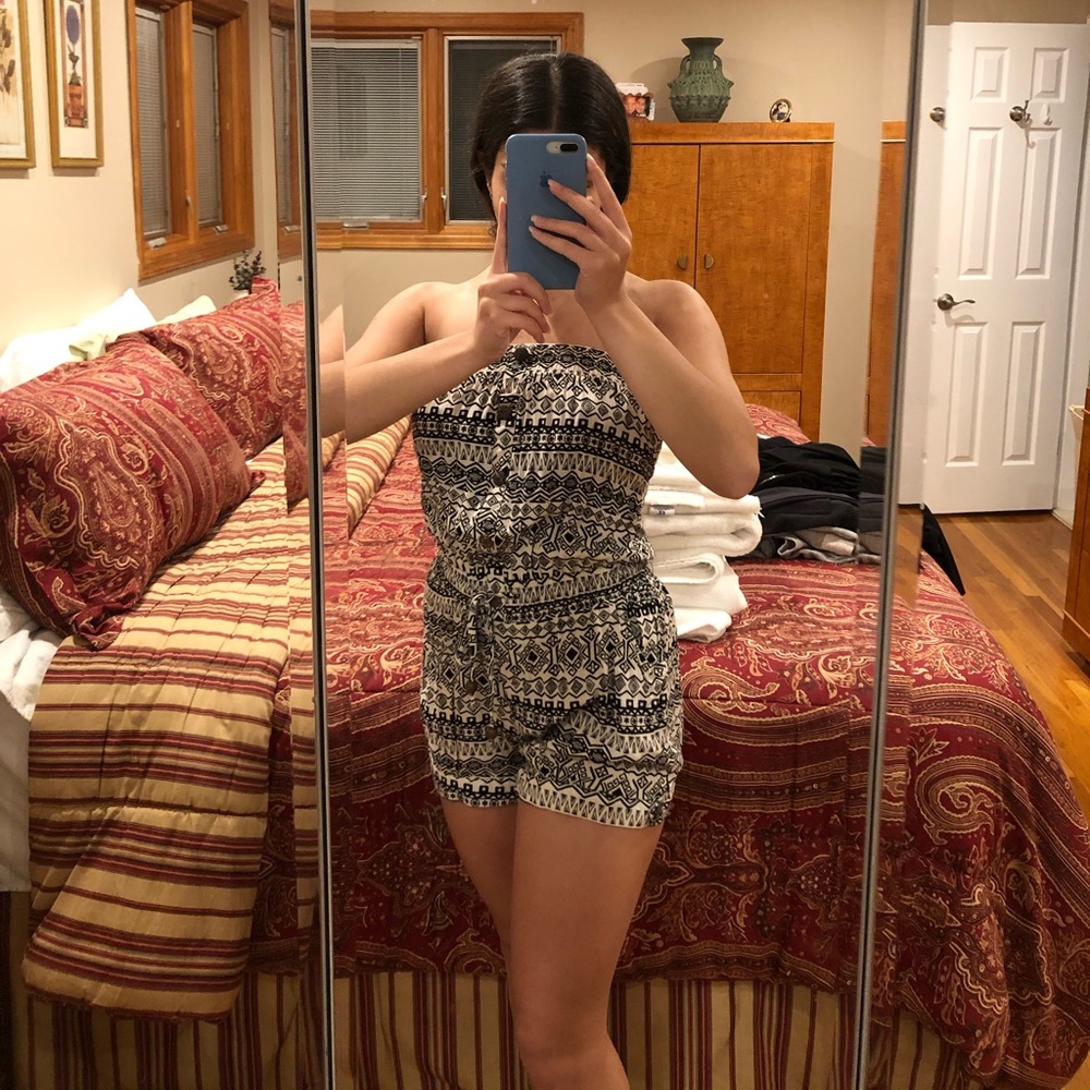 Pattern Strapless Romper